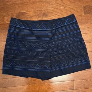 White House Black Market Navy Blue Geometric Patterned Shorts